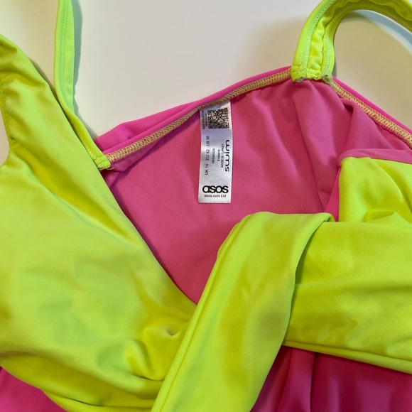 ASOS Twist Front Color Block One Piece - Picture 4 of 5